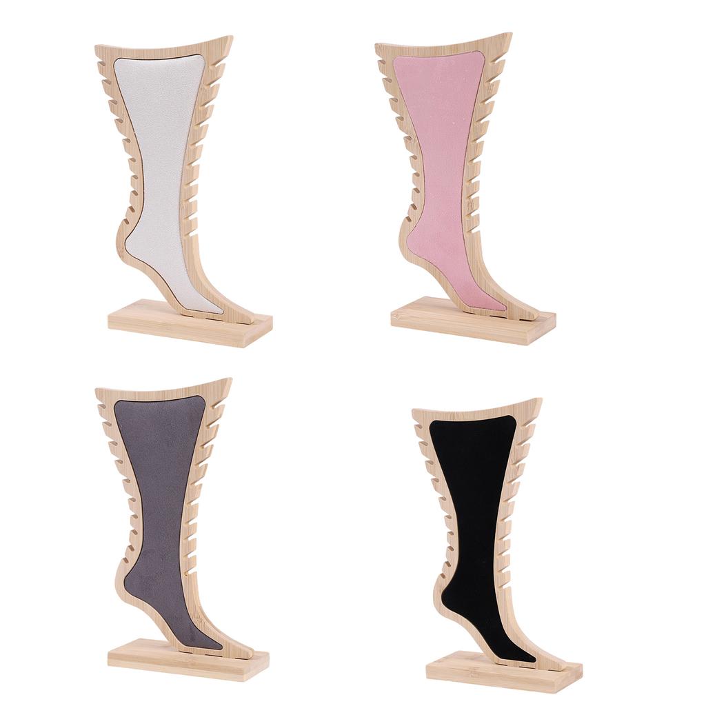 Bamboo Wood Jewelry Display Stand Foot Shaped Storage Rack for Earrings Necklaces Bracelets Accessories Organizer