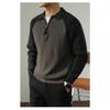 Men S Polo Collar Color Block Knit Sweater Half Zip Casual Spring Autumn