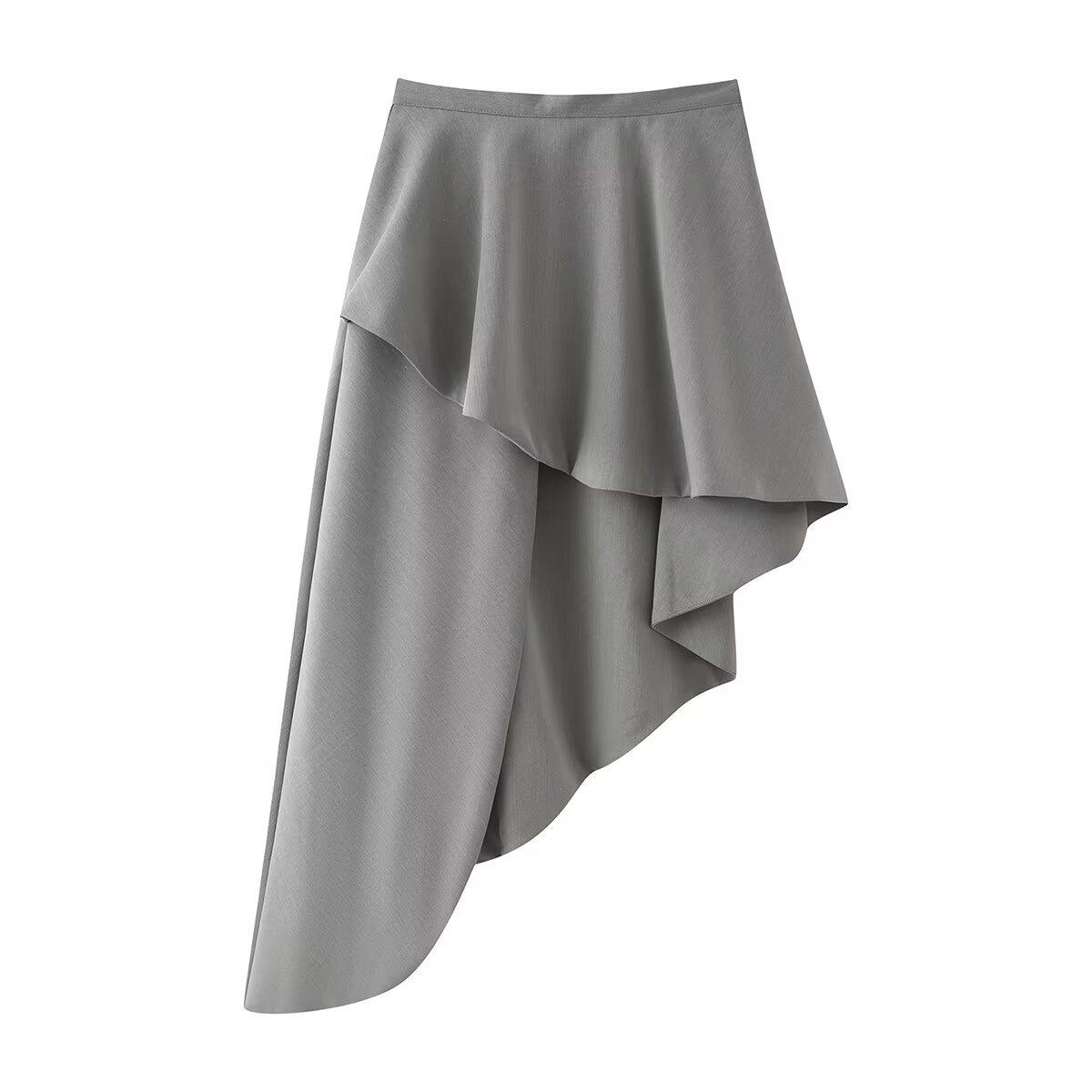European and American style, new women s clothing, foreign style, versatile, fashionable, fashionable, asymmetrical skirt S