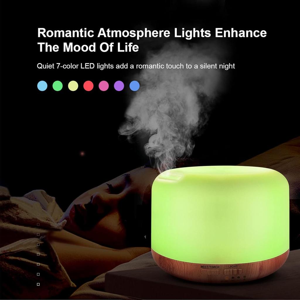 300ML Essential Oil Diffuser, Remote Control Ultrasonic Aromatherapy Oil Diffusers Cool Mist Humidifier, Waterless Auto-Off and 7 LED Light Colors