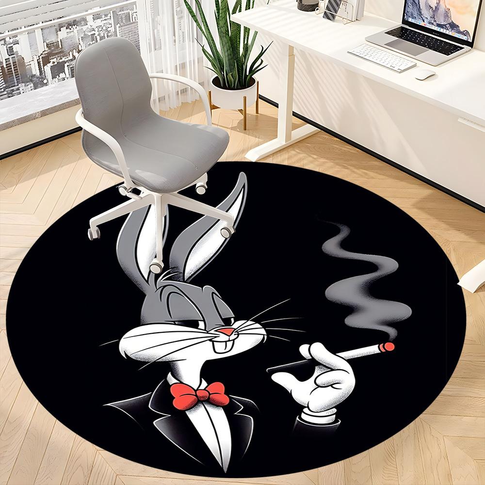 1pc Bugs Bunny Office Round Area Rug, Under Office Chairs Bedroom Living Room Home Decor, Room Deco, Available In Various Sizes
