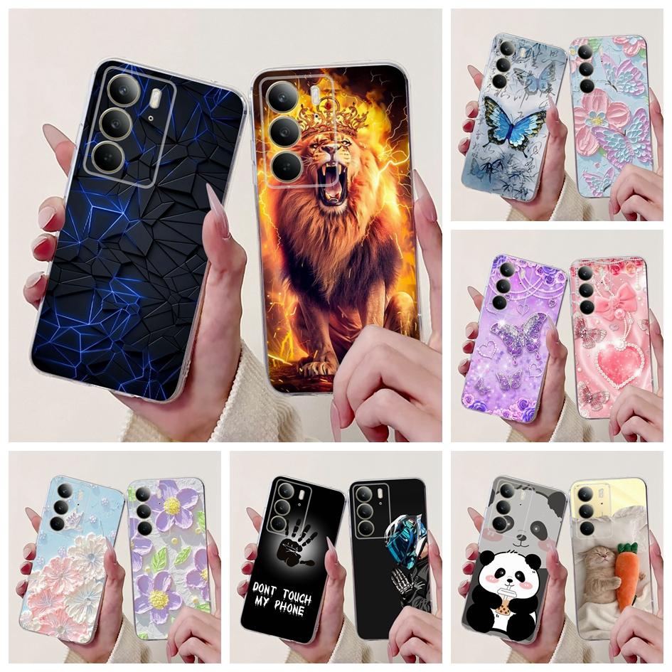 Für Realme C75 Hülle 2024 Niedlicher Löwe Marmor Panda Weiches Silikon Klares TPU Handy Rückseite Schutzhülle Für Realme C75 4G C 75 Coque