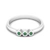 Tiny Round Shape Emerald Gemstone 925 Sterling Silver Three Stone Minimalist Women Engagement Ring