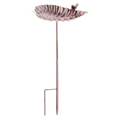 Garden Bird Bath Stake with Antique Finish Metal Construction Perfect for Attracting Birds To Your Yard
