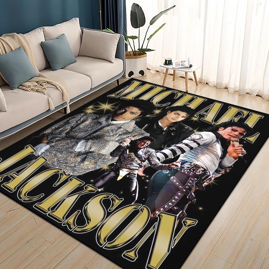 Neuer Stil Michael Jackson King of Pop MJ Teppich für Wohnzimmer Schlafzimmer Zuhause Sofa Dekoration, Rutschfeste Bodenmatte für Kinder