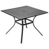 Garten-Esstisch, 94 cm quadratisch, Metall Stahlblech, Hinterhof Bistro-Tische, mit 38 mm Sonnenschirmloch, Außen Allwetter Große Möbel für Rasen
