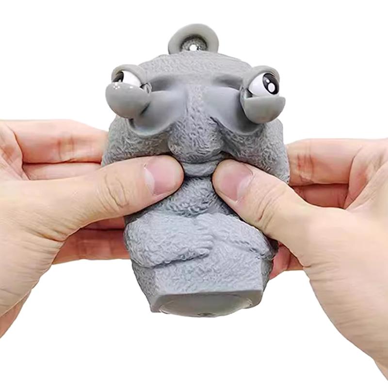 Stone Man Releases Stress Toy Slowly Rebounds Soft Moai Statue Squeeze Eyes Interested Expression Relaxes Stress Children'S Gift
