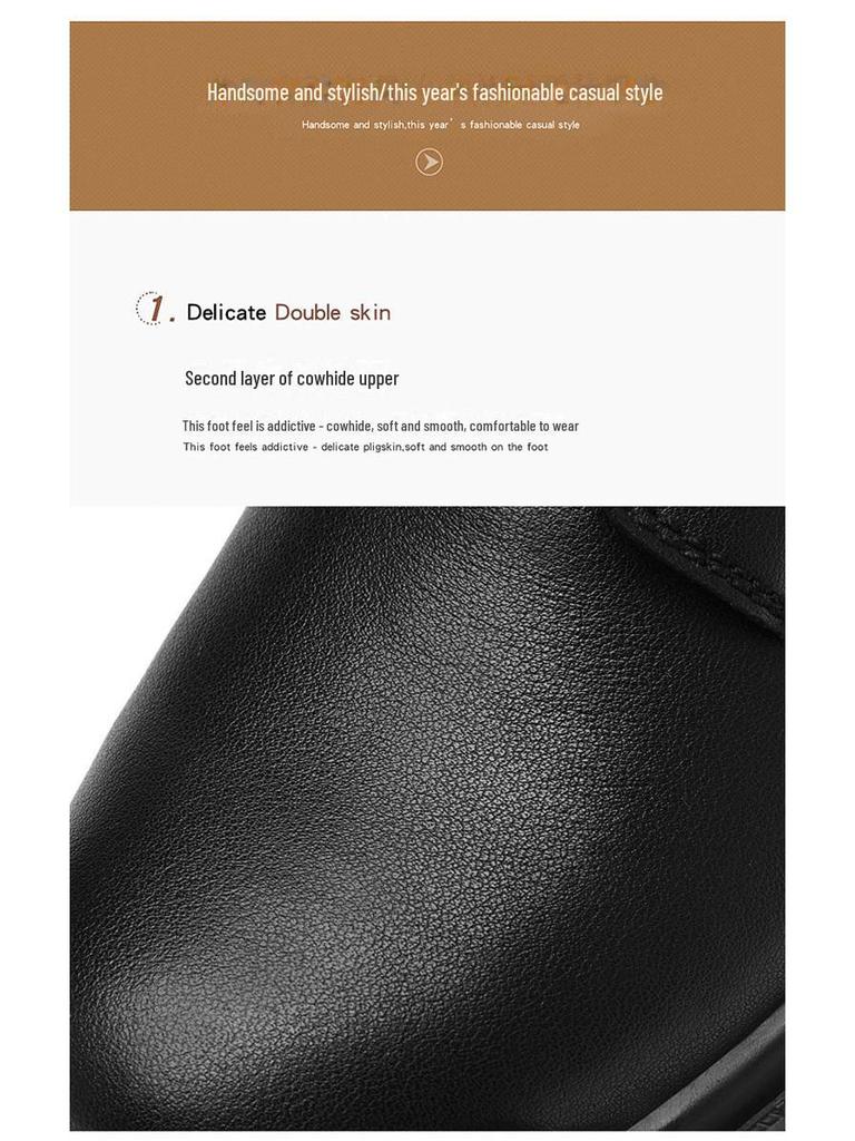 Men's Plus Velvet Leather Martin Boots, Large Sizes 45-48, Trendy Outdoor High-Top Short Boots