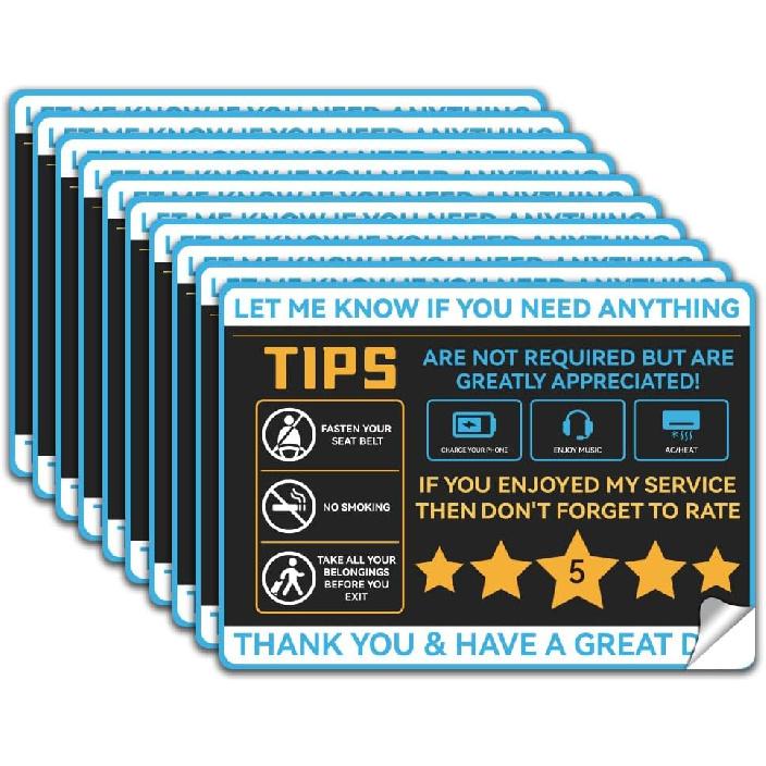 

WADORN 10Pcs Tips Rating Appreciated Rideshare Accessories Sticker, PVC Tips Five Star Rating Accessories Waterproof Sign Ride-share Vinyl Self Rectangle