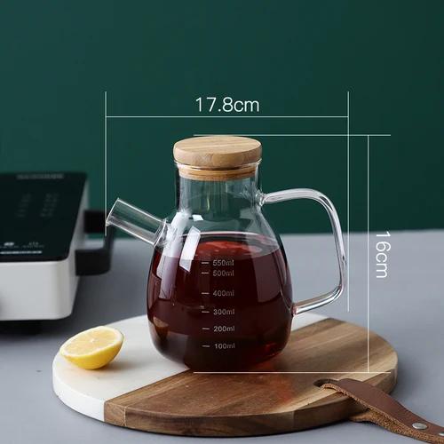 Transparent Glass Oil Can Soy Sauce Bottle Vinegar Pot Condiment Bottles Oil Bottle with Scale Kitchen Supplies Seasoning Bottle