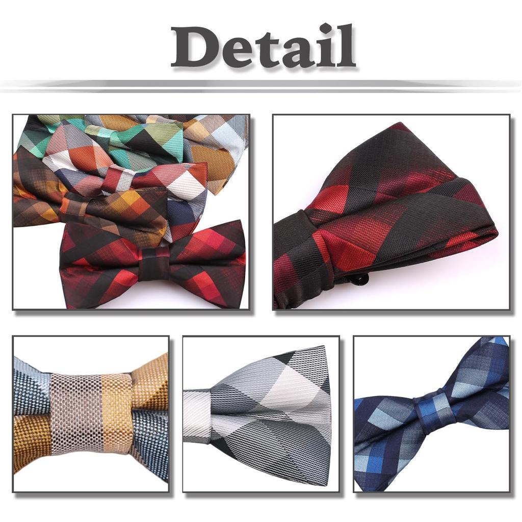 [White Fang] Bow Tie, Check Pattern, Polyester, FormalCasual, Stylish, Men's NC041 (Red)