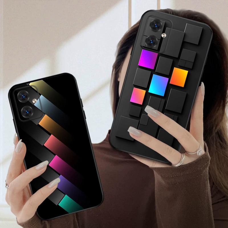 Blocos de cor 2D Para Motorola Moto G 04 05 14 15 24 34 35 54 55 75 84 85 Edge 40 50 Fusion 60 Fusion capa de telefone de silicone macio