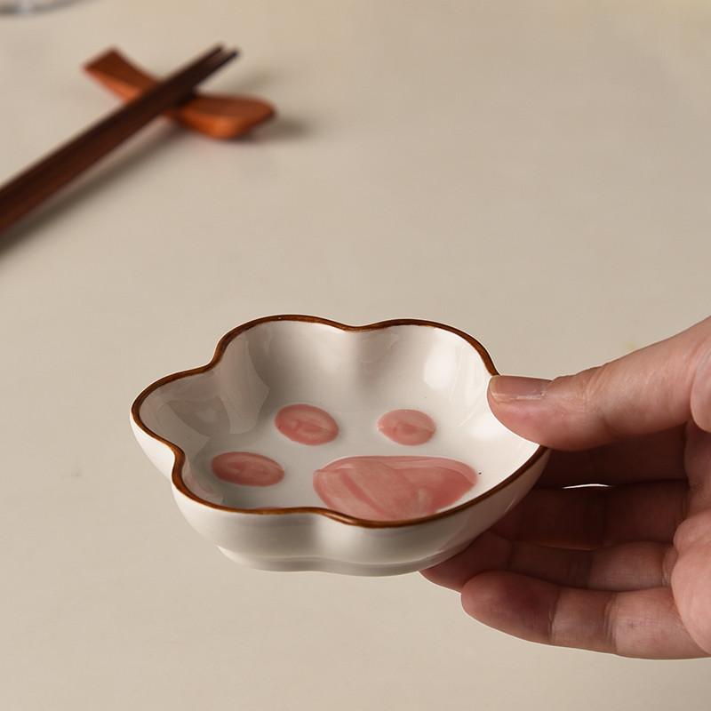 Piatti in ceramica aromatizzati, piatti per salsa a forma di artiglio di gatto e piccole ciotole di salsa di pomodoro