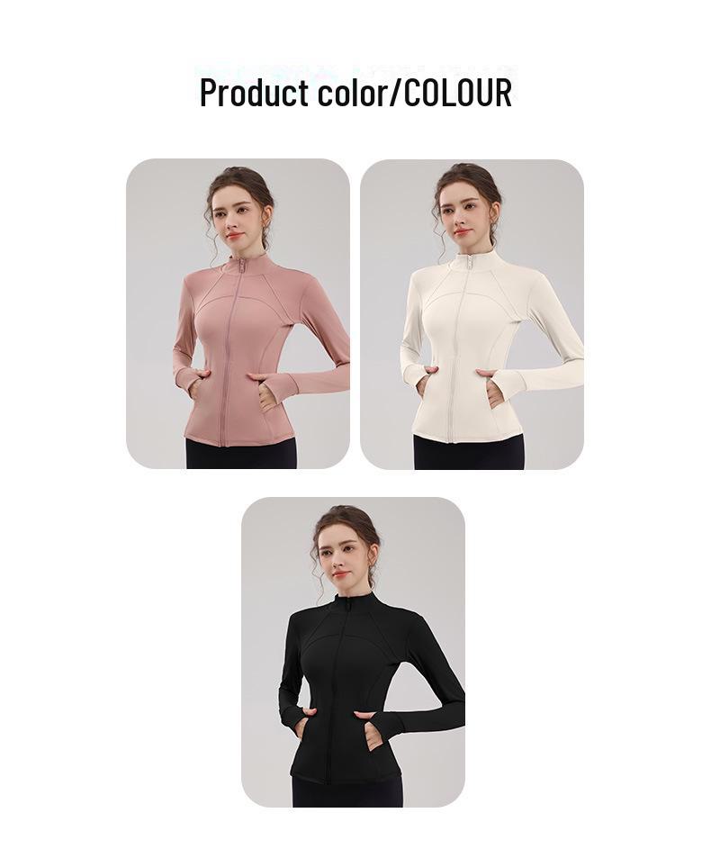 Damen Slim Fit Yoga- & Pilates-Jacke mit Stehkragen und durchgehendem Reißverschluss - Ideal zum Laufen, für Fitness und zum Radfahren.