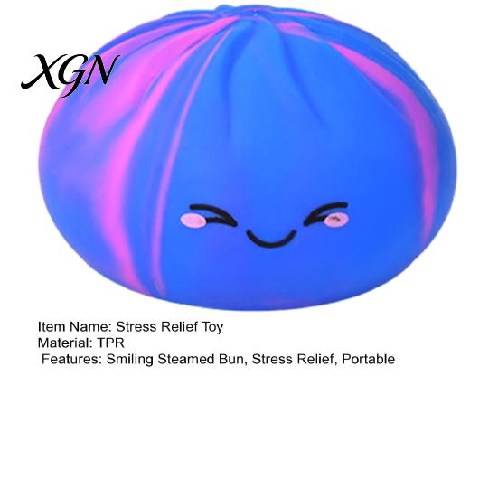 Bun Fidget Toy with Steamer Rainbow Steamed Stress Ball Anti-Anxiety Colorful Smiling Dumpling Soft Squeeze Simulated Dough Sensory