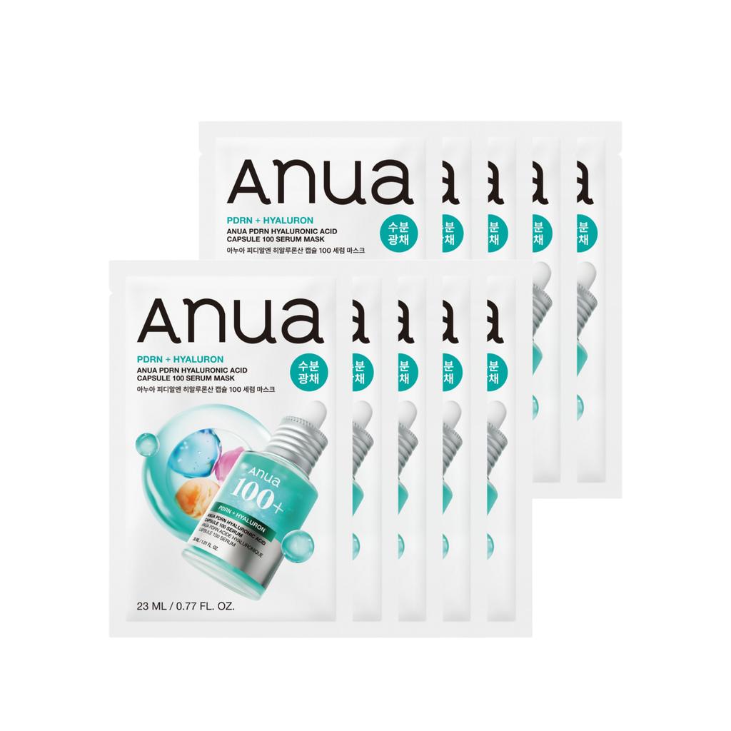 Anua PDRN Hyaluronic Acid Capsule 100 Serum Mask Hydrating Sheet Mask 23ml x 10 Sheets