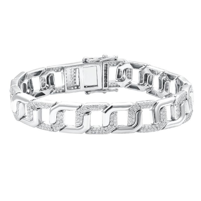 Ενδιάμεσο Διαμαντένιο Ορθογώνιο Βραχιόλι Αλυσίδα για Γυναίκες Ασήμι S925 Hip-hop Κουβανέζικη Αλυσίδα Απλό Ταμπεραμέντο Ελαφριά Πολυτέλεια Υψηλής Ποιότητας Δώρο Γενεθλίων