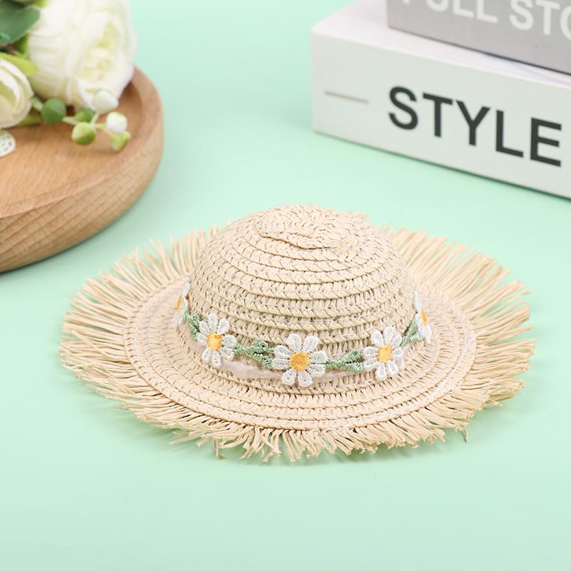 Dollhouse Handmade Daisy Hat Sun Cap For 1/6 Doll Accessories Doll Cute Hat With Bow Decoration Doll Hat Children'S Toy Gift