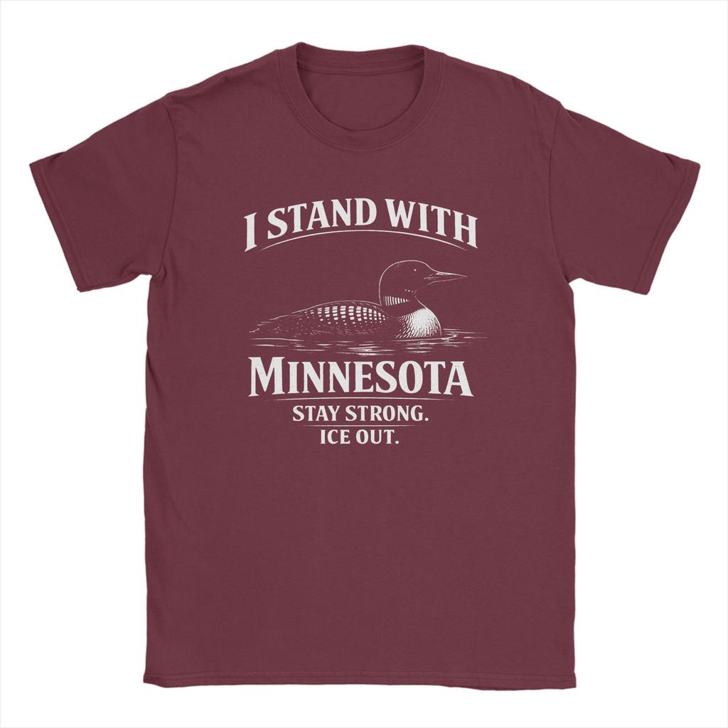 Ich stehe mit Minnesota Ice Out Unisex T-Shirt Humor T-Shirts Kurzarm Rundhalsausschnitt T-Shirt Baumwolle XL XL Kleidung