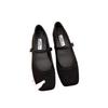 Fairy Wind Square Head Suede Medium Heel Grandma Shoes Girl 2025 Spring Versatile Vintage Soft Leather Mary Jane Coarse Heel Single Shoes Woman
