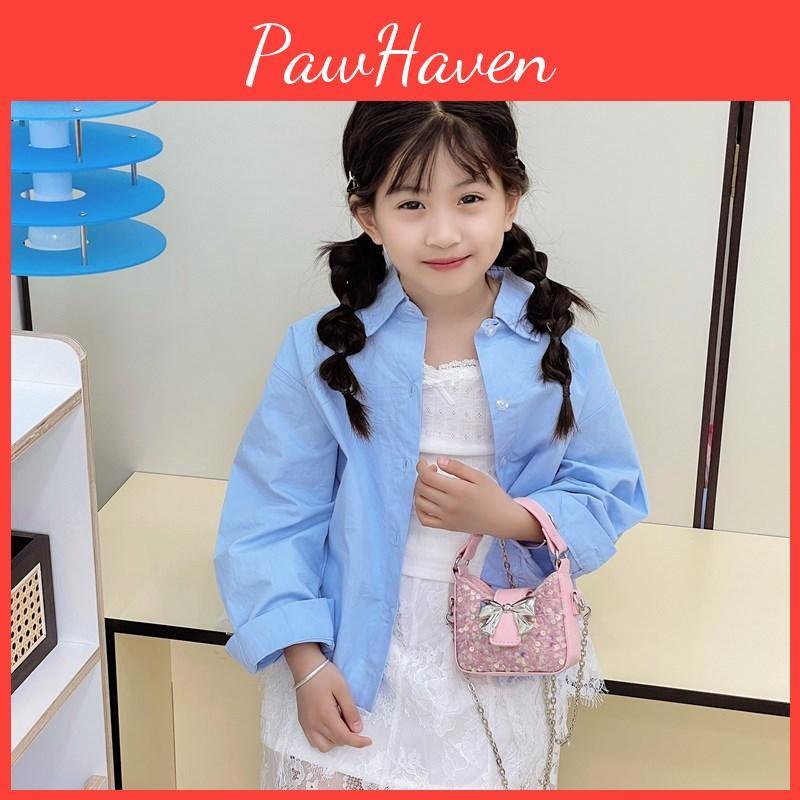 Girl Sweet Toddler Bow Sequin Chain Purse Butterfly Element Casual Use School