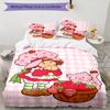 3pcs Princess Strawberry3 Design Cover Set - HD Printed Bedding with 1 Cover and 2 Pillowcases - Perfect for Home and Dorm Decor