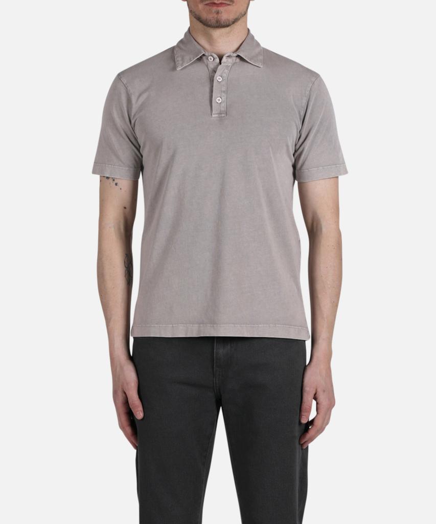 PANICALE Gray Vintage Dyed Short Sleeve Polo Shirt