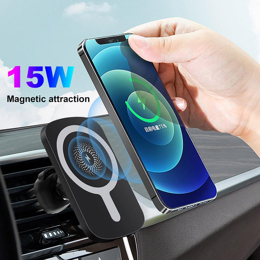 15W Magnetic Wireless Charger Air Vent Mount Car Bracket For iPhone 12 12Pro Max