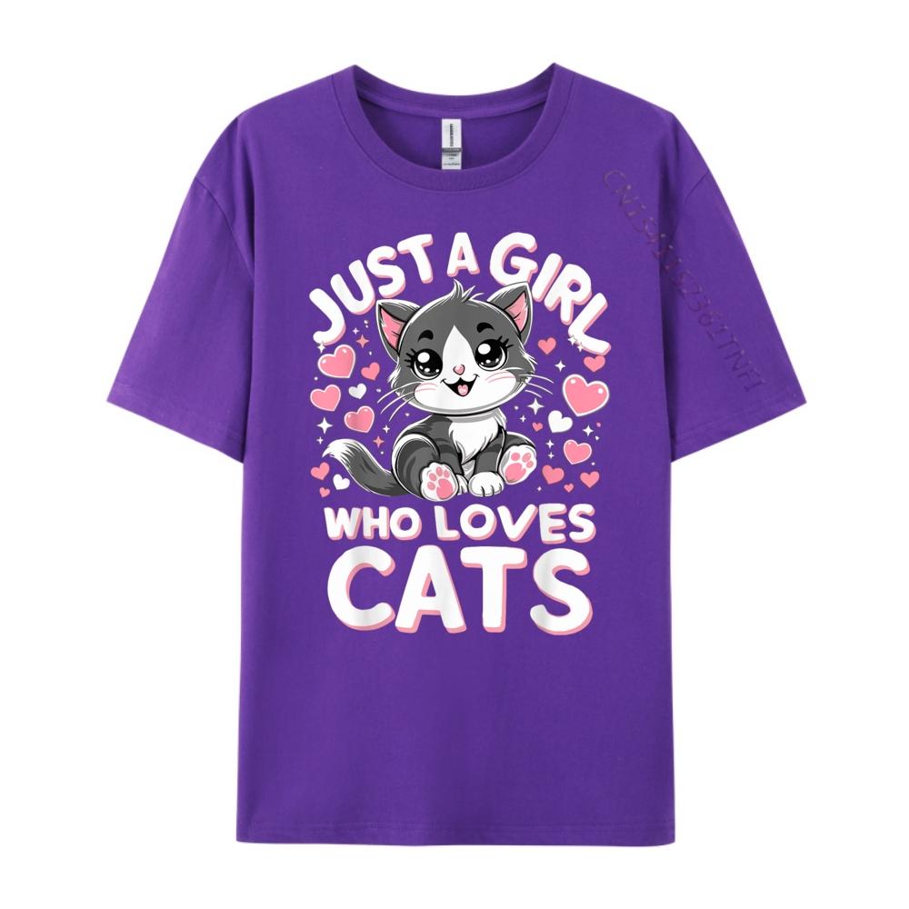 Just A Girl Who Loves Cats Cute Cat Oversized T Shirt Men TShirt