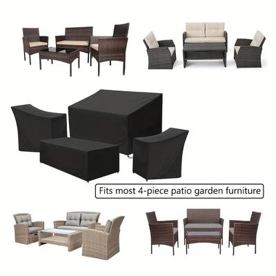 Set de huse pentru mobilier de grădină, 4 bucăți, balcon, terasă, 210D, țesătură rezistentă la apă, din ratan de exterior