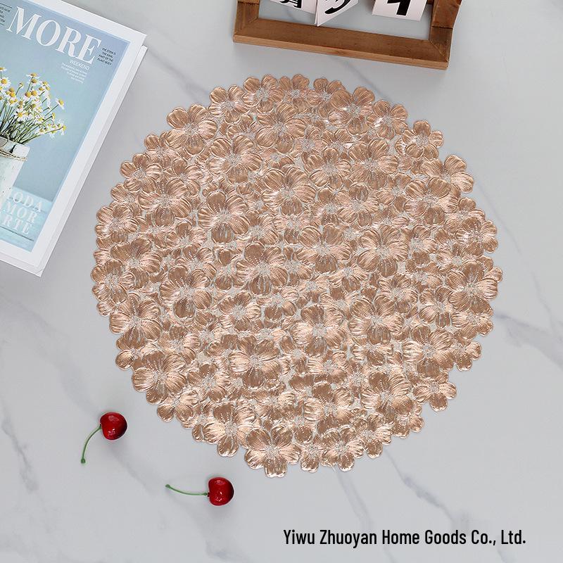 European-Style Heat-Resistant Gold & Silver PVC Placemat - Waterproof, Washable, Anti-Scalding Table Mat 38CM