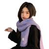 Wool Korean Style Purple Scarf for Girls in Autumn and Winter with White Wool To Keep Warm and Thickened Student Scarf