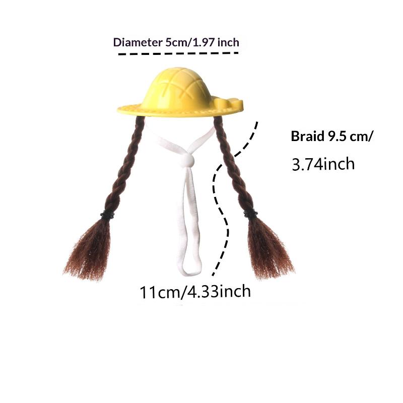 

Fun Hamster Bird Hat Golden Bear Parrot Double Ponytail Braid Wig Hat Multi-color Fashion Mini Straw Hat Little Pet Decoration A12