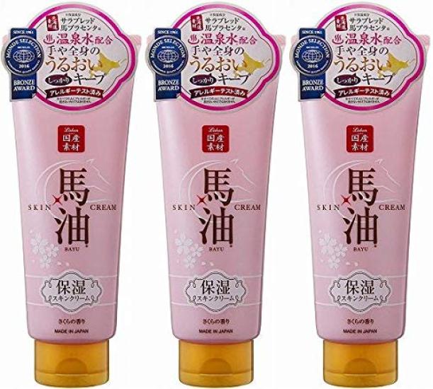 

Set of 3 Rishan horse oil moisturizing skin cream with hot spring water 200g x 3 bottles [Domestic materials] Sakura scent
