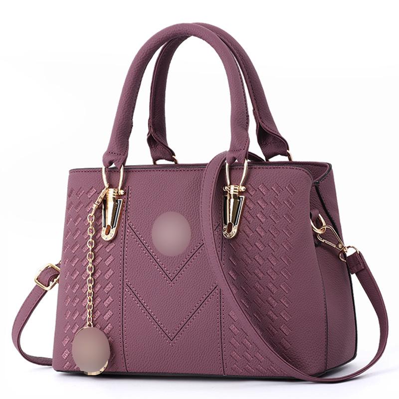 

2026 Spring/Summer Women s Embroidered Thread Handbag - New Korean Fashion, Large Shoulder Bag темно-фіолетовий колір
