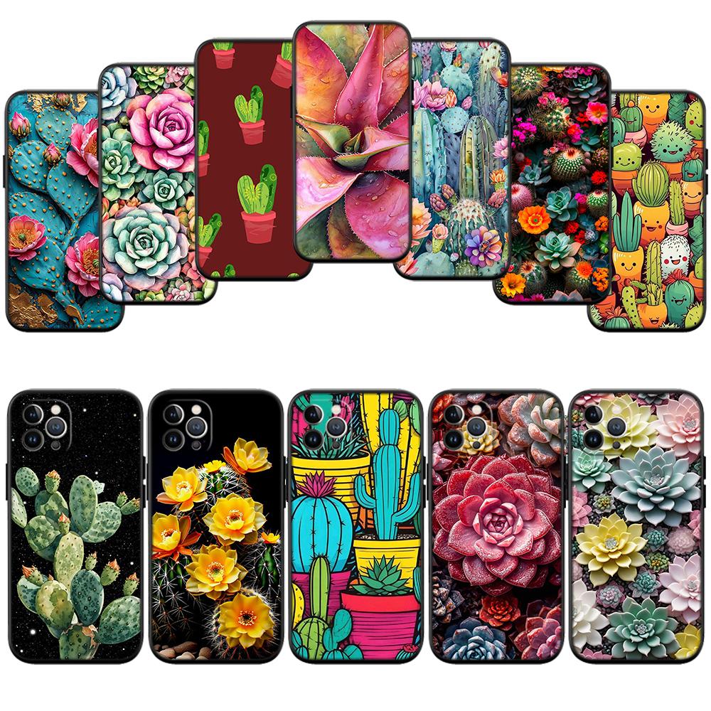 BH48 Watercolour Cacti Succulent Shell Case for Samsung Note 10 20 S23 S24 S25 Ultra FE Plus Edge Lite A02S A35 A07 A17