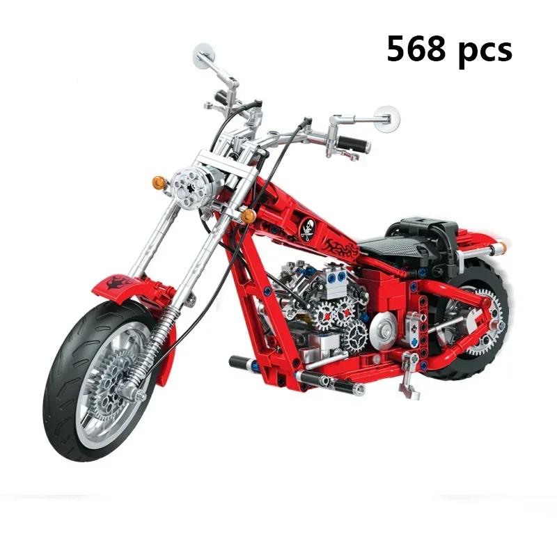 Technika Model Motocyklu Stavebnice Moto Závody Motorka City Vozidla Sady Terénní MOC Sady Dětské Stavebnice