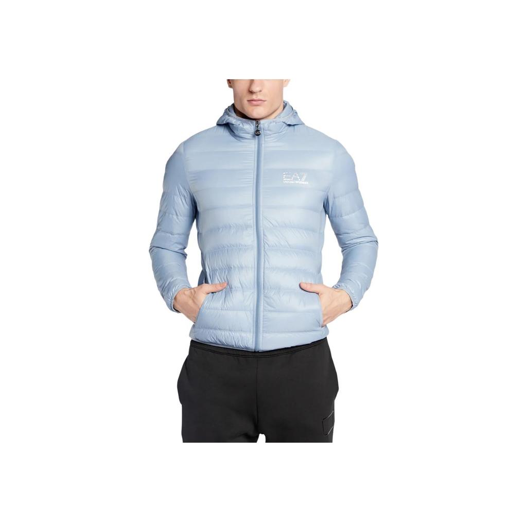 Emporio Armani EA7 Casual Solid Color Zipper Hooded Long Sleeve Down Jacket Men Jackets Blue 8NPB02-PN29Z-1506