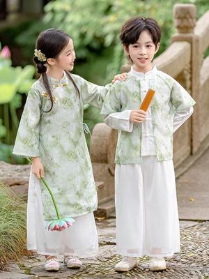 2025 New Style Children's Hanfu: Autumn/Spring Tang Suit for Boys & Girls - Improved Guoxue Chinese Costume for Performance