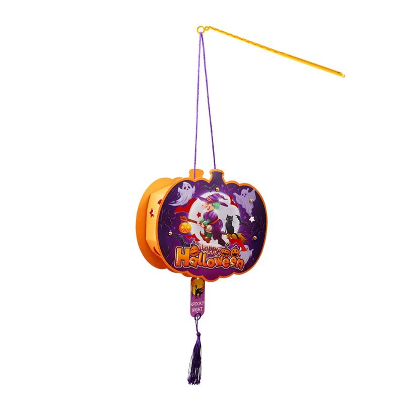 LED Halloween Pumpkin Lantern Decoration Children Diy Material Kit Hanging Paper Honeycomb Glowing Lantern Festival Decor