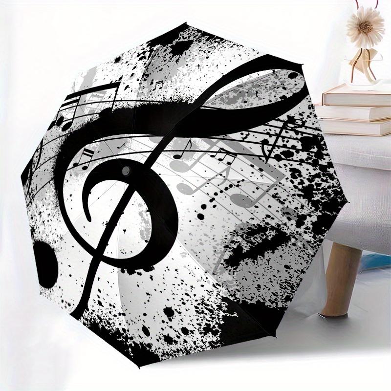 Music Note, Treble Clef-themed, Eight-ribbed, Self-folding Umbrella Is Suitable for Everyday Outdoor Use and Is An Ideal Gift for Friends an