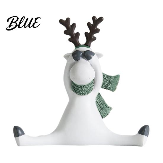 Knitted Scarf Deer Scarf Cute Minimalist Reindeer Resin Decor Nordic Figurine with Healing Statue Matte White Animals Mini Animal