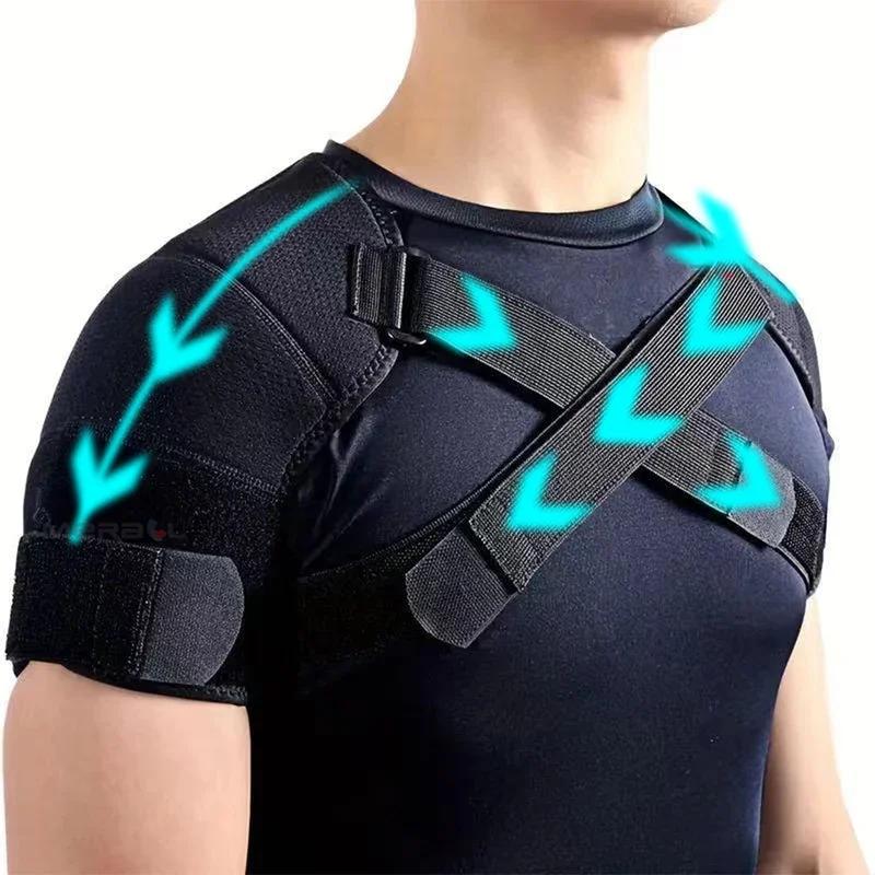 Adjustable Double Shoulder Support Belt For Back Pain Relief Sports Compression Strap Cross Bandage Stabilizer