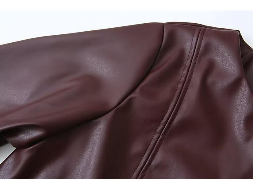 2024 Autumn Women's European & American Style Versatile Short Leather Jacket