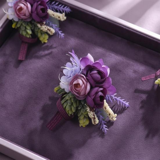 Yousheng Wedding Flower Boutonniere for Groom Groomsman Wrist Corsage for Bride Bridesmaid Lapel Floral Party Decoration