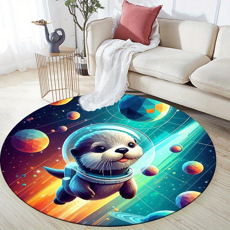 1pc Soft, Absorbent & Non Slip Planet Animals Round Rug Soft Circle Rug for Living Room & Bedroom Decor, Chair Mats, and Unforgettable Home