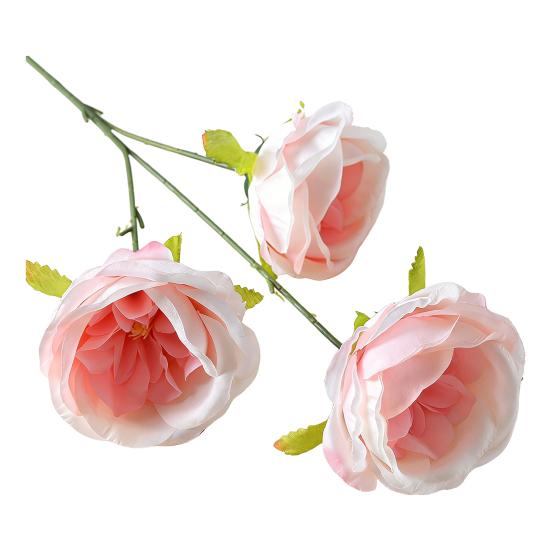 26" Artificial Rose Flower Realistic Fake Silk Rose Flower with Long Stems 3 Heads Full Blooms Faux Flower Branch for DIY Bridal Bouquet Home Wedding