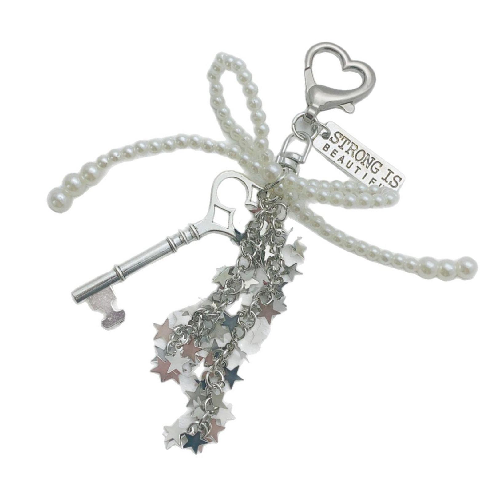 

Cute Bowknot Pearls Keychains Craetive Beaded Bowknot Keychains Key Chain Charm for Adding Charm to Your Keys 1