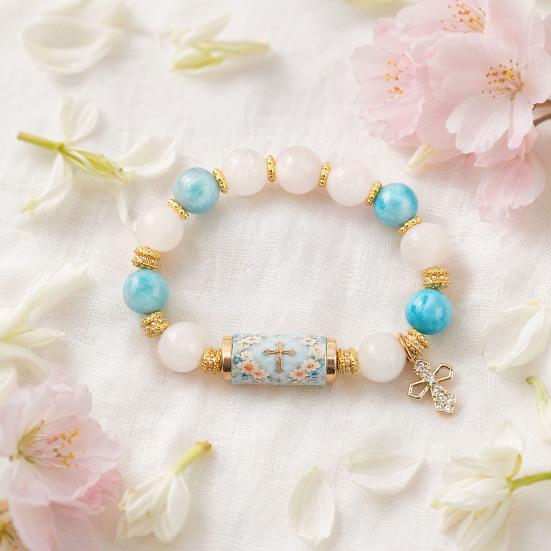 Bracciale Uccelli Benedizione con Scatola Regalo Premium, Bracciale con Perline Rosa Multicolore Design Elastico, Braccialetti Benedizione Ape Colibrì per Donne