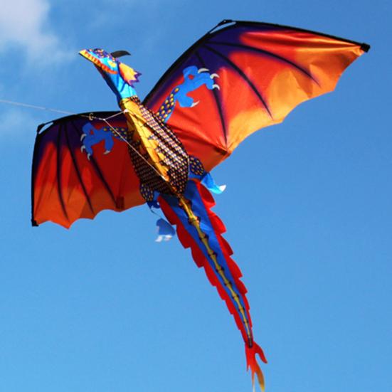 Outdoor Colorful 3D Dragon Flying Kite with 100m Tail Line Children Kids Toys